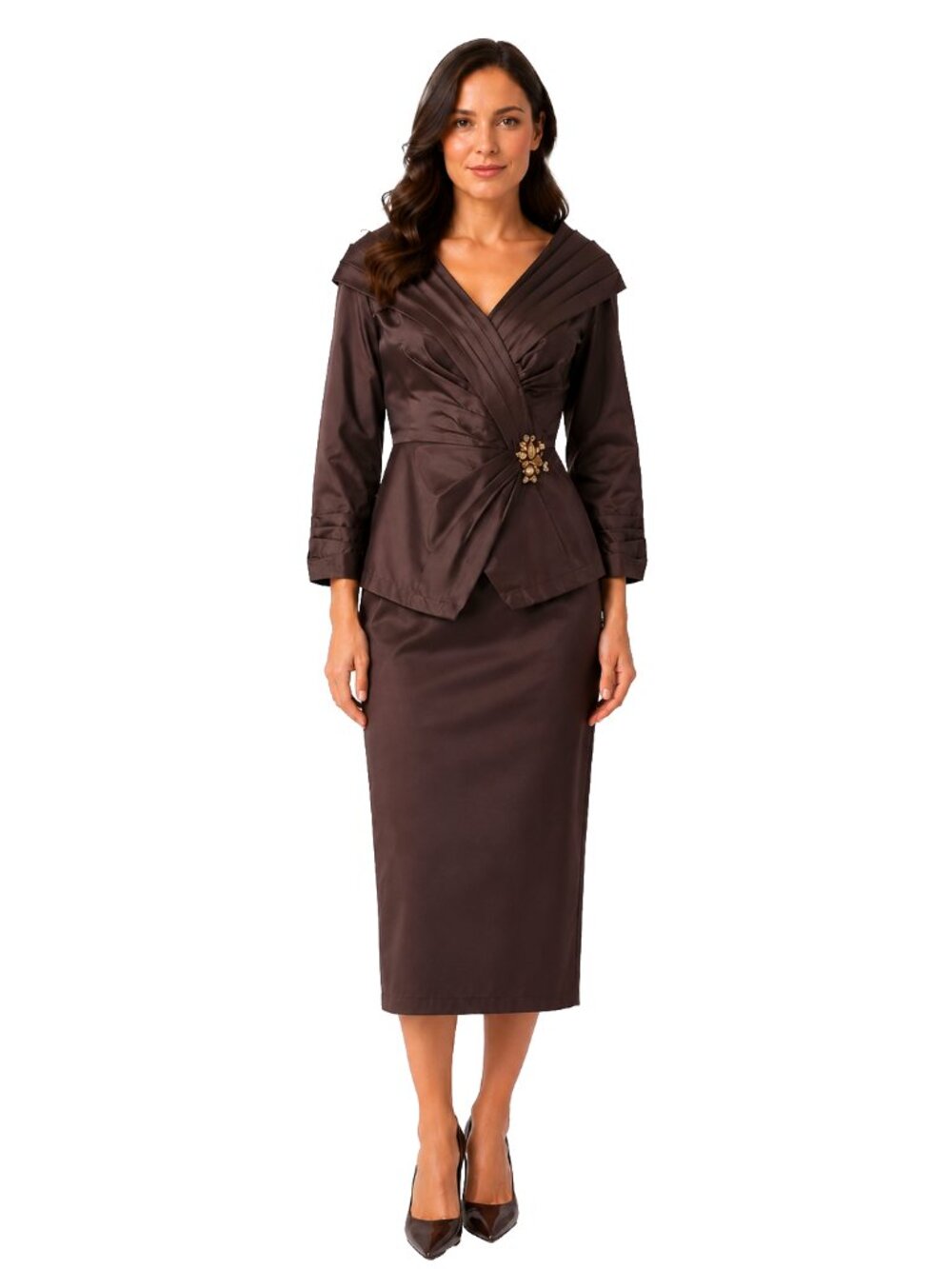Rare Vintage Tadashi Shoji Jeweled Draped Skirt Suit Set Size 14 Formal